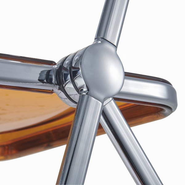 Leisuremod Lawrence Acrylic Folding Chair with Metal Frame, Tangerine, 4PK - LF19OR4