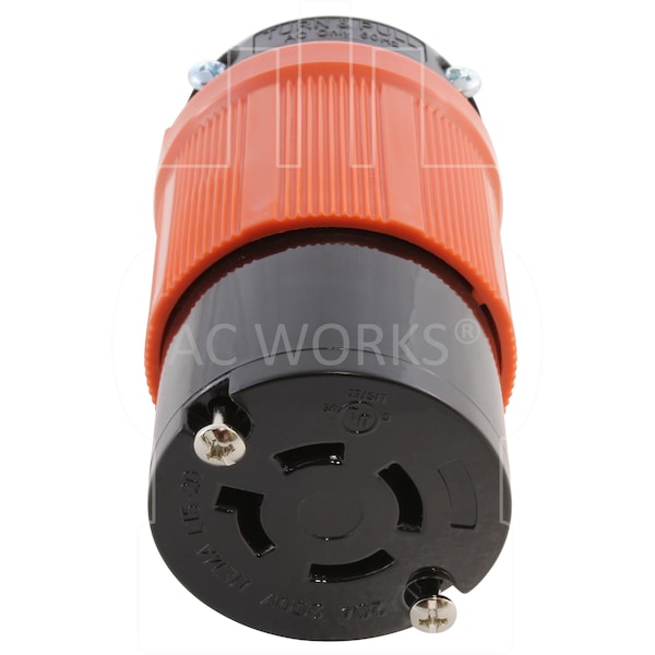 Ac Works L15-20R 20A 250V 3-Phase 4-Prong Locking Female Connector with UL, C-UL in Orange - ASL1520R