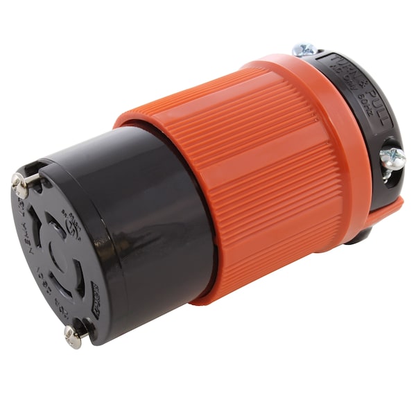 Ac Works L15-20R 20A 250V 3-Phase 4-Prong Locking Female Connector with UL, C-UL in Orange - ASL1520R