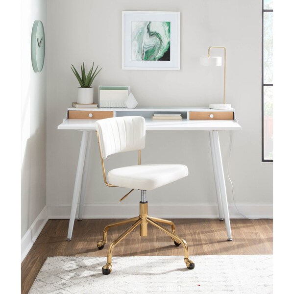Lumisource Tania Task Chair in Gold Metal and Cream Velvet - OC-TANIA AUVCR