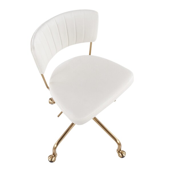 Lumisource Tania Task Chair in Gold Metal and Cream Velvet - OC-TANIA AUVCR