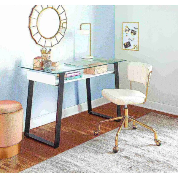 Lumisource Tania Task Chair in Gold Metal and Cream Velvet - OC-TANIA AUVCR
