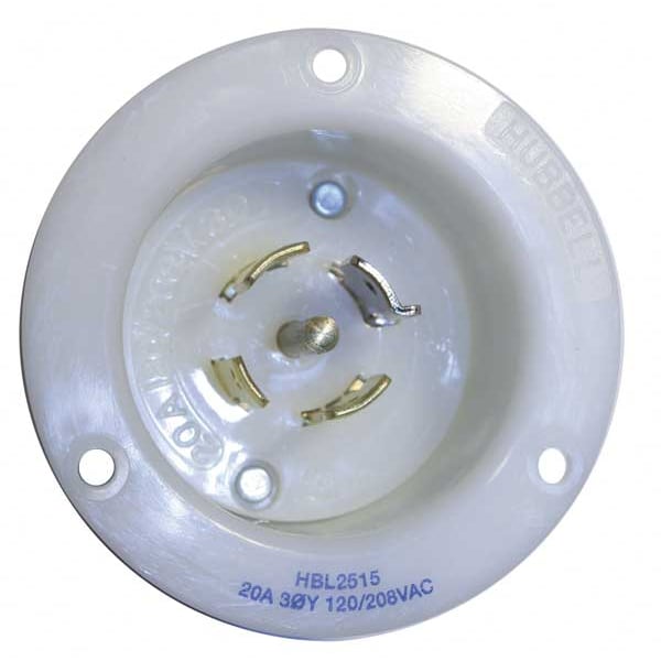 Hubbell 20A Flanged Twist-Lock Inlet 4P 5W 120/208VAC L21-20P WT - HBL2515