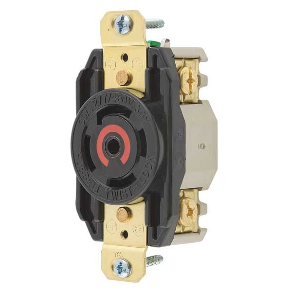 Hubbell 30A Twist-Lock Receptacle 4P 5W 277/480VAC L22-30R BK - HBL2820