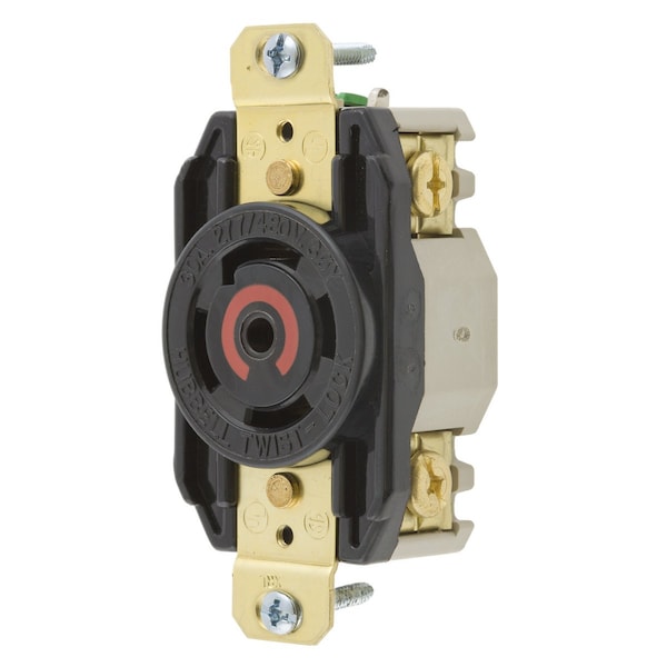 Hubbell 30A Twist-Lock Receptacle 4P 5W 277/480VAC L22-30R BK - HBL2820