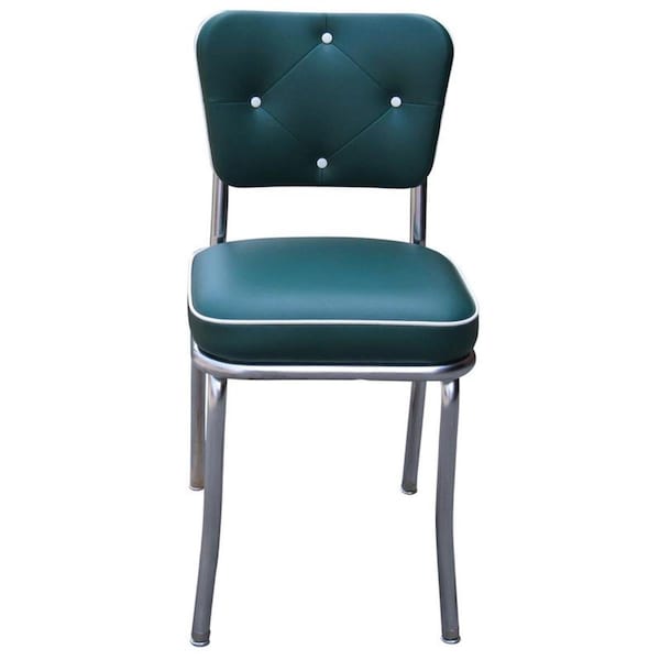 Richardson Seating Corp Richardson Seating Corp 4240GRN 4240 Lucy Diner Chair -Green- with 2 in. Box Seat  - Chrome - 4240GRN