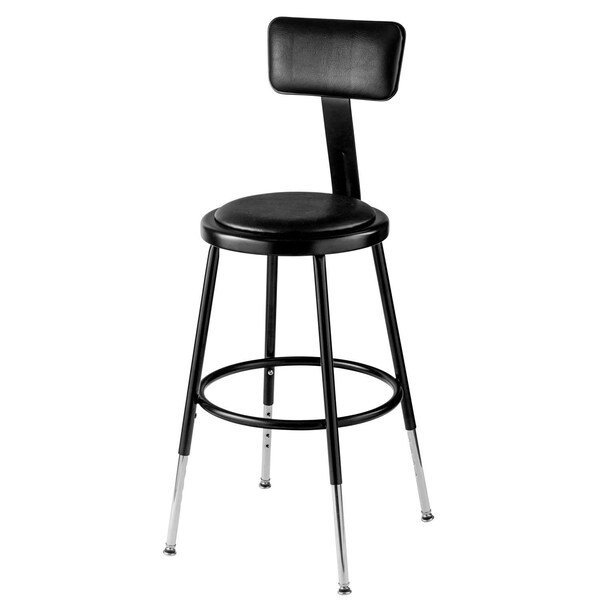 Interion By Global Industrial Interion Steel Shop Stool w/Backrest & Padded Seat, Adjustable Height 19in-27in, Black, 2PK - B2217147