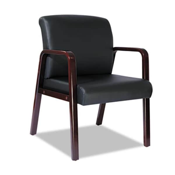 Alera Reception Lounge Series Guest Chair- Mahogany-Black Leather - RL4319M