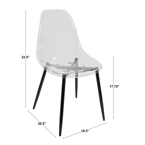 Lumisource Clara Dining Chair in Black and Clear, PK 2 - CH-CLRA BK+CL2