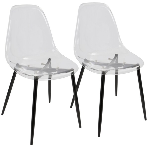 Lumisource Clara Dining Chair in Black and Clear, PK 2 - CH-CLRA BK+CL2