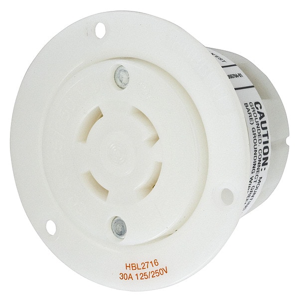 Hubbell 30A Flanged Twist-Lock Receptacle 3P 4W 125/250VAC - HBL2716