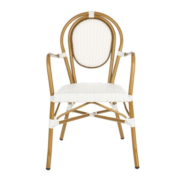 Safavieh Rosen French Bistro Stacking Arm Chair, White, 2PK - PAT4014D-SET2