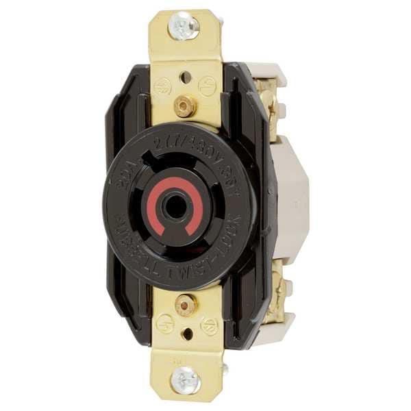 Hubbell 20A Twist-Lock Receptacle 4P 5W 277/480VAC L22-20R BK - HBL2520