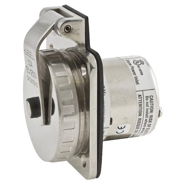 Hubbell 50A Marine Flanged Locking Inlet 3P 4W 125/250VAC - HBL504SS
