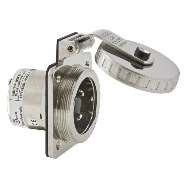 Hubbell 50A Marine Flanged Locking Inlet 3P 4W 125/250VAC - HBL504SS