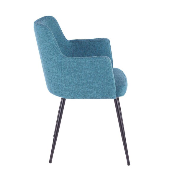 Lumisource Andrew Dining/Accent Chair in Black with Teal Fabric, PK 2 - CH-ANDRW BK+TL2