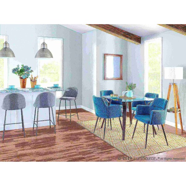 Lumisource Andrew Dining/Accent Chair in Black with Teal Fabric, PK 2 - CH-ANDRW BK+TL2