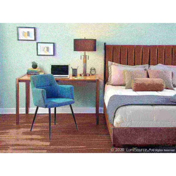 Lumisource Andrew Dining/Accent Chair in Black with Teal Fabric, PK 2 - CH-ANDRW BK+TL2