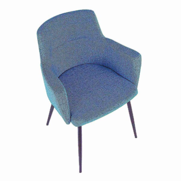 Lumisource Andrew Dining/Accent Chair in Black with Teal Fabric, PK 2 - CH-ANDRW BK+TL2