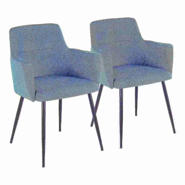 Lumisource Andrew Dining/Accent Chair in Black with Teal Fabric, PK 2 - CH-ANDRW BK+TL2