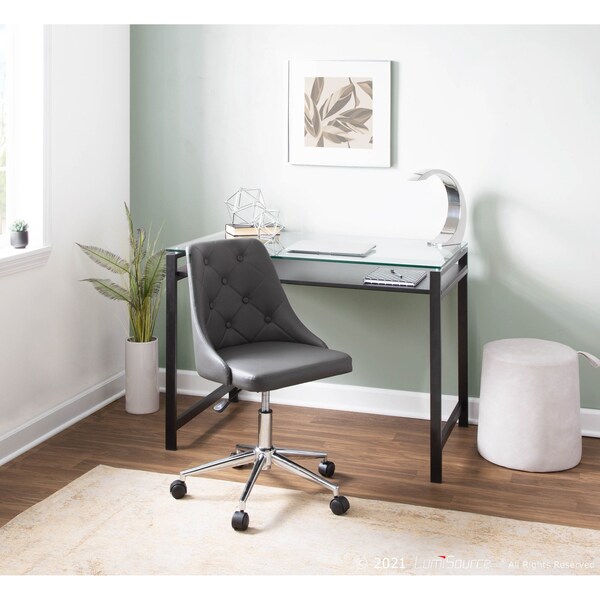 Lumisource Marche Adjustable Office Chair in Grey Faux Leather - OFC-MARCHE GY