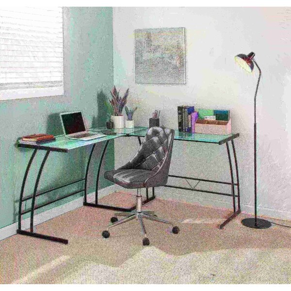 Lumisource Marche Adjustable Office Chair in Grey Faux Leather - OFC-MARCHE GY