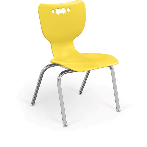 Mooreco Hierarchy School Chair, 4 Leg, 16" Chrome Frame, Yellow Armless Shell, PK5 - 53316-5-YELLOW-NA-CH