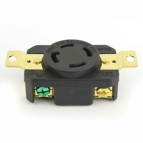 Superior Electric Twist Lock Wall Mount Electrical Receptacle 4 Wire, 30 Amps, 250V, NEMA L15-30R - YGP028F