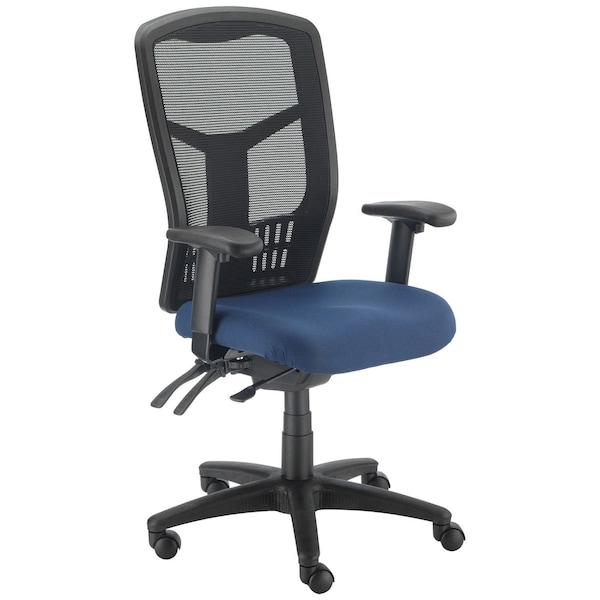 Global Industrial High Back Task Chair, Mesh Back, Fabric Seat, Navy - 695522