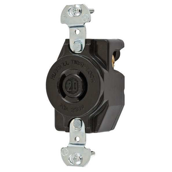 Hubbell 20A Twist-Lock Receptacle 2P 2W 250VAC L2-20R BK - HBL7210B