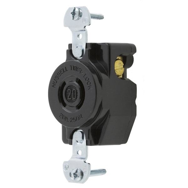 Hubbell 20A Twist-Lock Receptacle 2P 2W 250VAC L2-20R BK - HBL7210B
