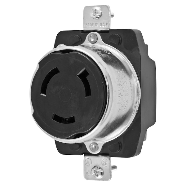 Hubbell 50A Twist-Lock Receptacle 2P 3W 600VAC/250VDC BK - HBL3771