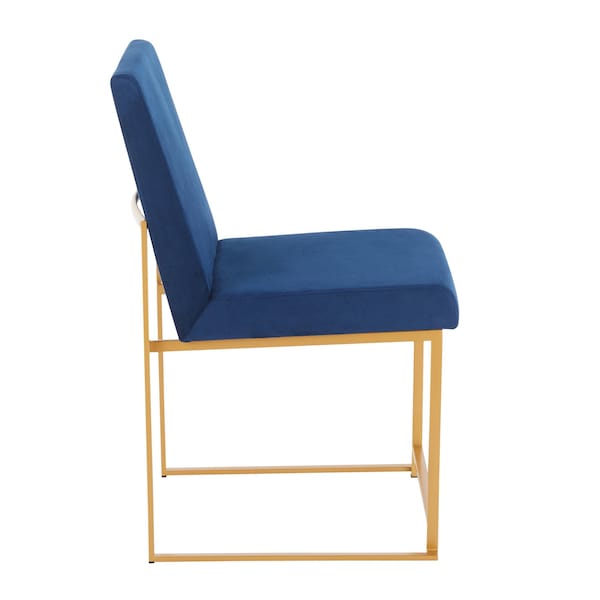 Lumisource High Back Fuji Dining Chair in Gold and Blue Velvet, PK 2 - DC-HBFUJI AUVBU2