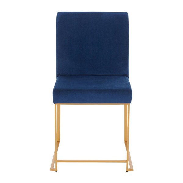 Lumisource High Back Fuji Dining Chair in Gold and Blue Velvet, PK 2 - DC-HBFUJI AUVBU2