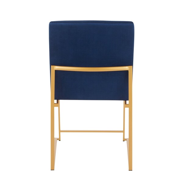 Lumisource High Back Fuji Dining Chair in Gold and Blue Velvet, PK 2 - DC-HBFUJI AUVBU2