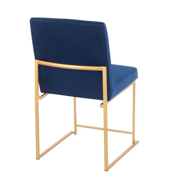 Lumisource High Back Fuji Dining Chair in Gold and Blue Velvet, PK 2 - DC-HBFUJI AUVBU2