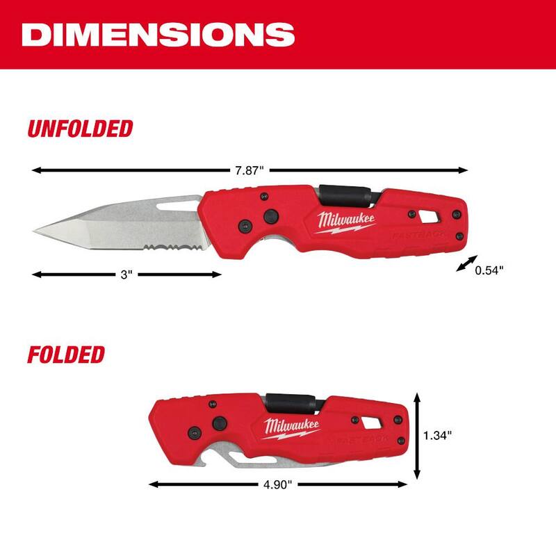 Milwaukee FASTBACK 1 in. Folding Knife with Blade Storage and FASTBACK 5-In- 1 Folding Knife (2-Pack) - 48-22-1502-48-22-1540