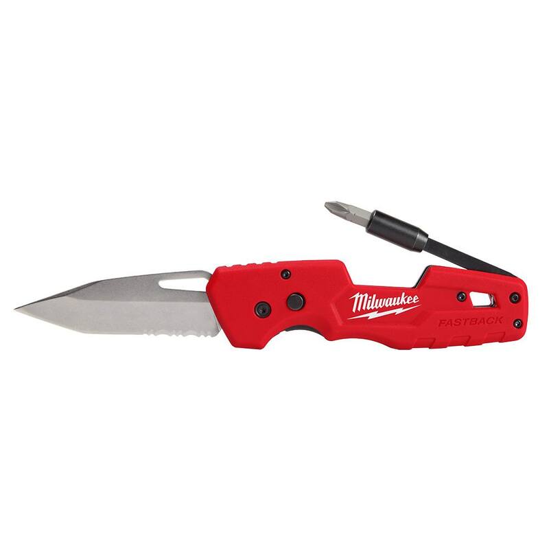 Milwaukee FASTBACK 1 in. Folding Knife with Blade Storage and FASTBACK 5-In- 1 Folding Knife (2-Pack) - 48-22-1502-48-22-1540