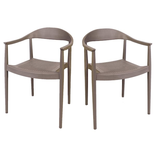 Rainbow Outdoor Kennedy Set of 2 Stackable Armchair-Cappuccino - RBO-KENNEDY-CAP-AC-SET2
