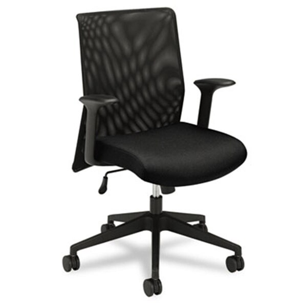 Fine-Line VL571 High-Back Work Chair- Mesh Back- Fabric Seat- Black - FI2200689