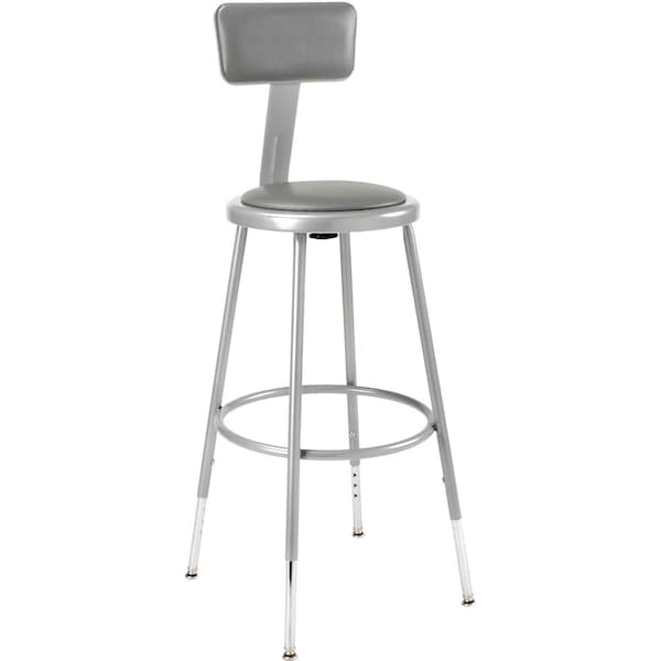 Interion By Global Industrial Interion Steel Shop Stool w/Backrest and Padded Seat, Adjustable Height 25, 33, GRY, 2PK - 244873