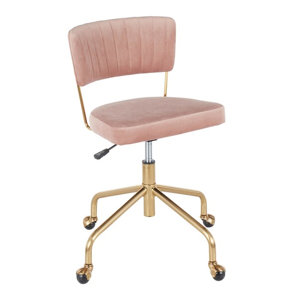Lumisource Tania Task Chair in Gold Metal and Pink Velvet - OC-TANIA AUVPK