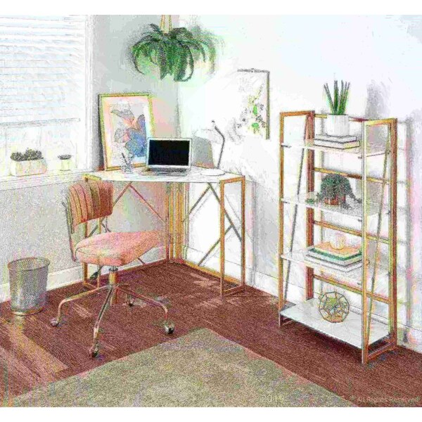 Lumisource Tania Task Chair in Gold Metal and Pink Velvet - OC-TANIA AUVPK