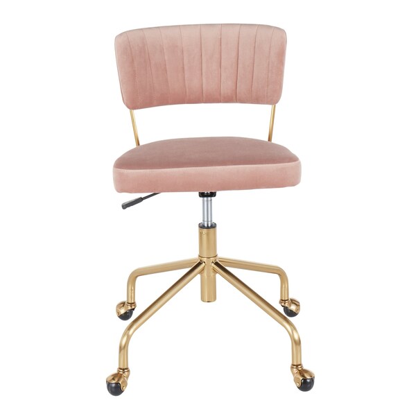 Lumisource Tania Task Chair in Gold Metal and Pink Velvet - OC-TANIA AUVPK