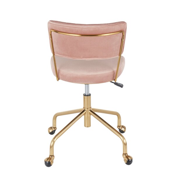 Lumisource Tania Task Chair in Gold Metal and Pink Velvet - OC-TANIA AUVPK
