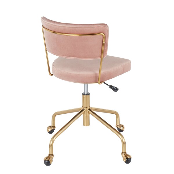 Lumisource Tania Task Chair in Gold Metal and Pink Velvet - OC-TANIA AUVPK
