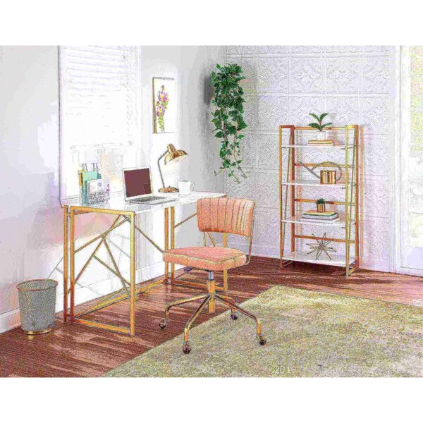 Lumisource Tania Task Chair in Gold Metal and Pink Velvet - OC-TANIA AUVPK
