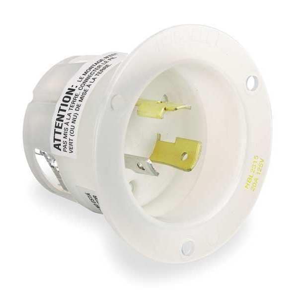 Hubbell 20A Flanged Twist-Lock Inlet 2P 3W 125VAC L5-20P WT - HBL2315