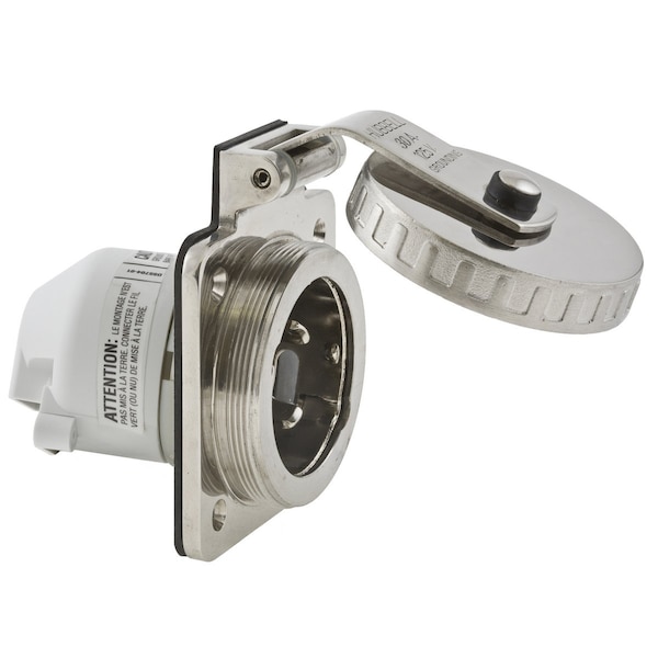 Hubbell 30A Marine Flanged Twist-Lock Inlet 2P 3W 125VAC - HBL303SS