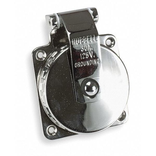 Hubbell 30A Marine Flanged Twist-Lock Inlet 2P 3W 125VAC - HBL303SS